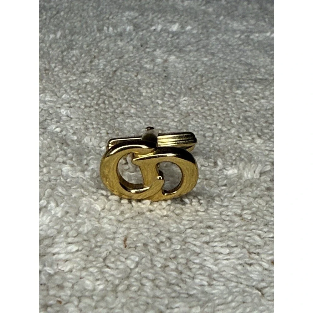 Christian Dior Gold Tone CD Logo Cufflinks 1” Signed Chr Dior